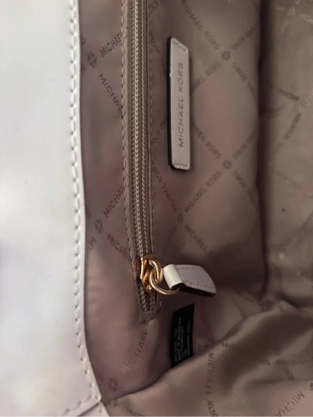 Michael Kors White Leather Top-Handle Satchel with Gold Hardware